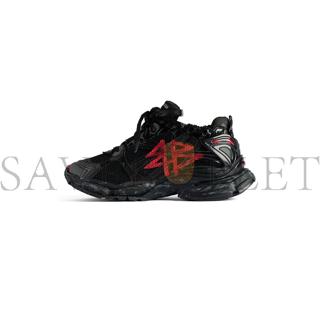 BALENCIAGA MEN'S RUNNER GRAFFITI SNEAKER IN BLACK